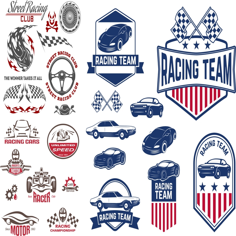 طرح برچسب ماشین مسابقه ای مناسب برای استفاده در دستگاه های cnc چوب و cnc لیزر - car decals racing cdr file