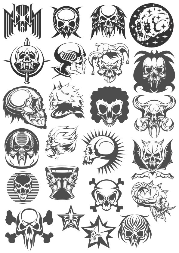 طرح جمجمه مناسب برای استفاده در دستگاه های cnc چوب و cnc لیزر - skulls cdr file