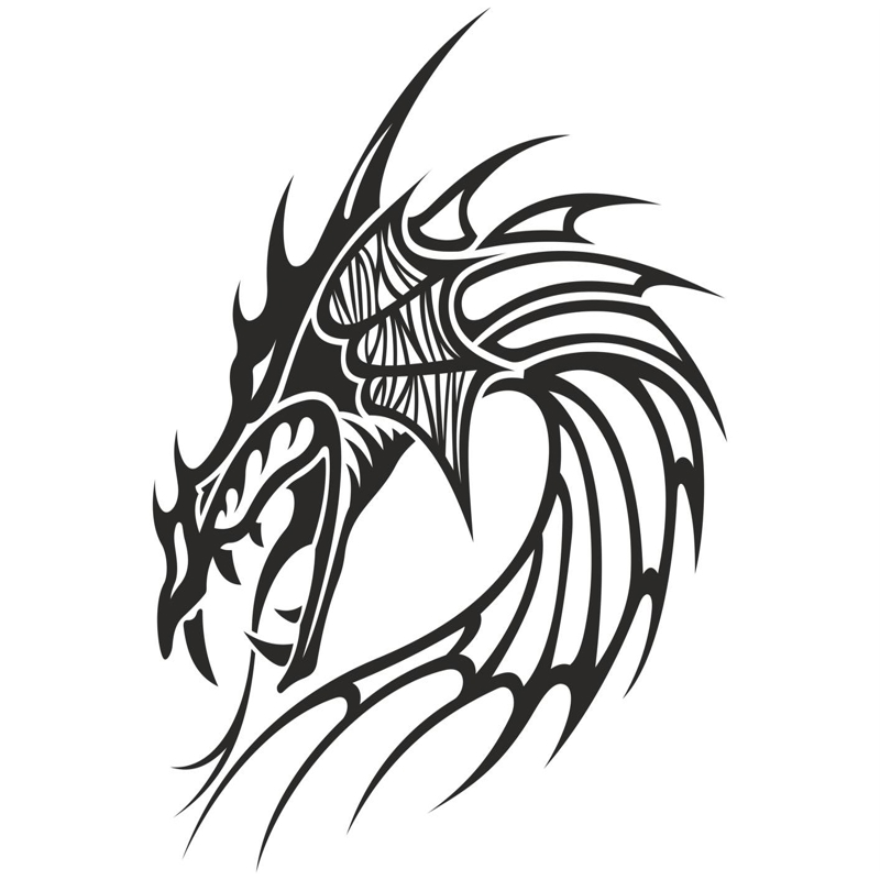 طرح فایل وکتور خالکوبی سر اژدهای چینی مناسب برای استفاده در دستگاه های cnc چوب و cnc لیزر - chinese dragon head tattoo vector cdr file