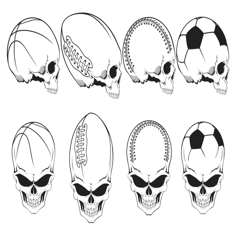 طرح فایل وکتور پک جمجمه‌های ورزشی مناسب برای استفاده در دستگاه های cnc چوب و cnc لیزر - sport skulls vector pack cdr file
