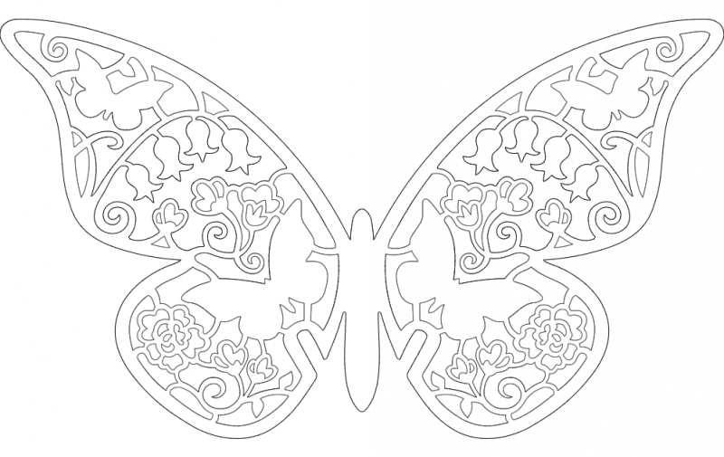 طرح فایل وکتور پروانه مناسب برای استفاده در دستگاه های cnc چوب و cnc لیزر - laser cut butterfly vector dxf file