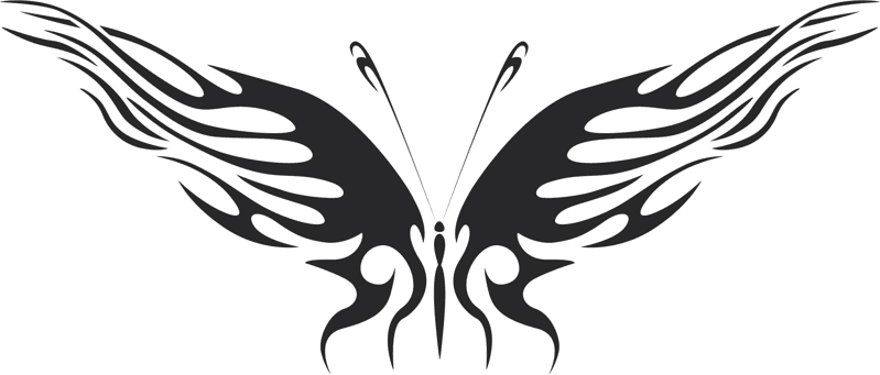 طرح وکتور خالکوبی پروانه مناسب برای استفاده در دستگاه های cnc چوب و cnc لیزر - butterfly vector tattoo dxf file