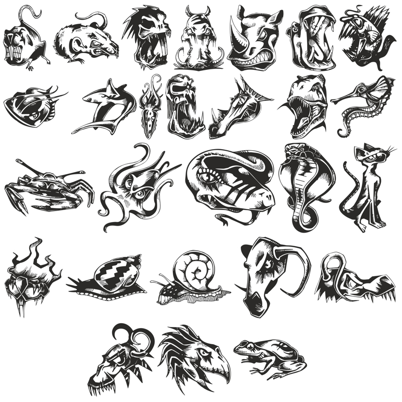 طرح حیوانات خشمگین مناسب برای استفاده در دستگاه های cnc چوب و cnc لیزر - angry animals cdr file