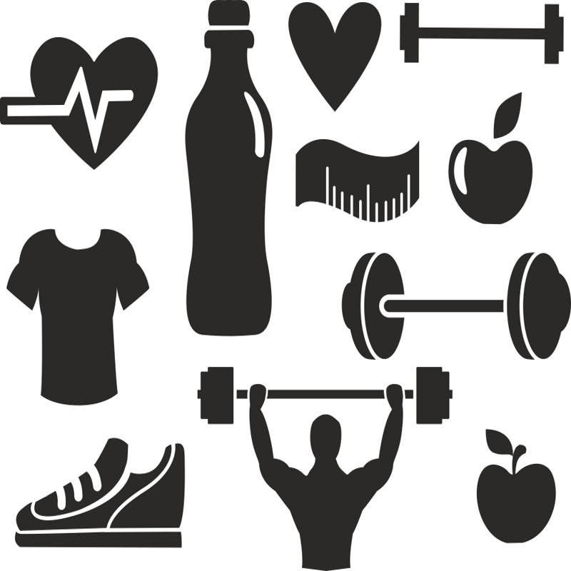طرح مجموعه وکتور تناسب اندام مناسب برای استفاده در دستگاه های cnc چوب و cnc لیزر - fitness vector set cdr file