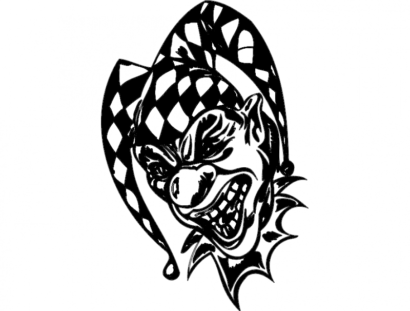 طرح دلقک شماره ۰۵۰ مناسب برای استفاده در دستگاه های cnc چوب و cnc لیزر - clown 050 dxf file