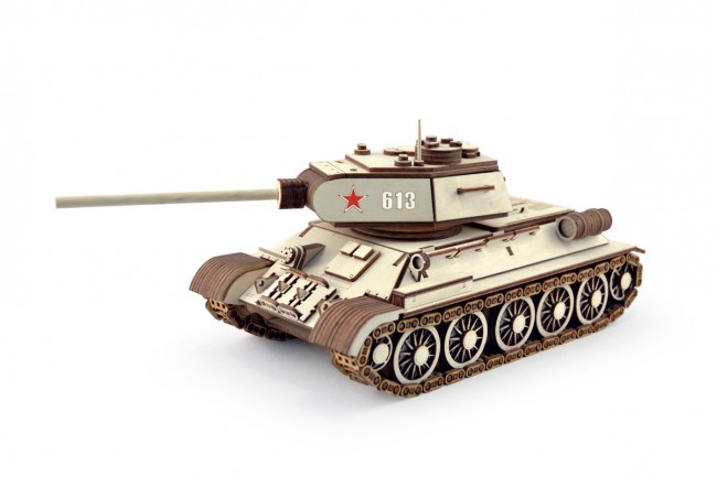 طرح پازل سه بعدی تانک تی ۳۴ مناسب برای استفاده در دستگاه های cnc چوب و cnc لیزر - laser cut t 34 tank 3d puzzle cdr file