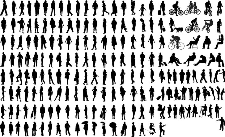 طرح سیلوئت مردم عادی مناسب برای استفاده در دستگاه های cnc چوب و cnc لیزر - silhouettes of common people eps file