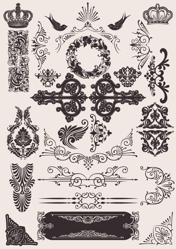 طرح المان‌های زیور وینتیج مناسب برای استفاده در دستگاه های cnc چوب و cnc لیزر - vintage ornament elements eps file