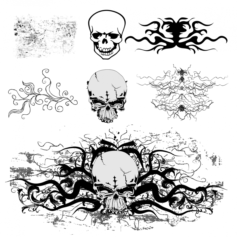 طرح جمجمه گرانج وکتور مناسب برای استفاده در دستگاه های cnc چوب و cnc لیزر - grunge skull vector art eps file
