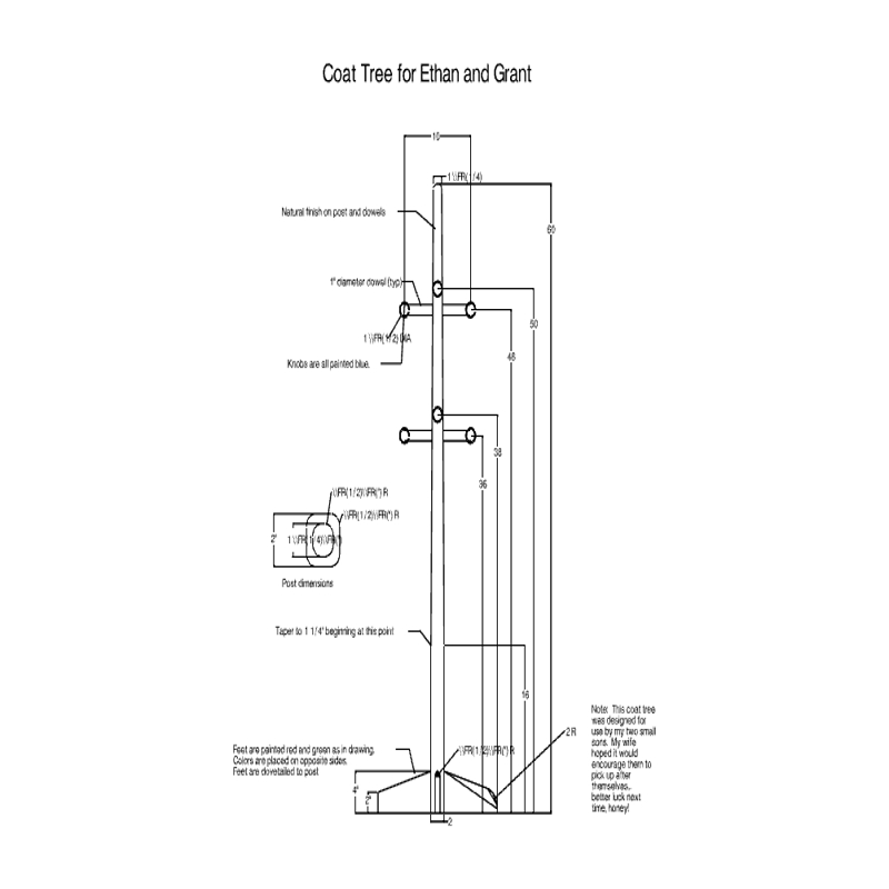 طرح درخت کت مناسب برای استفاده در دستگاه های cnc چوب و cnc لیزر - coat tree dxf file