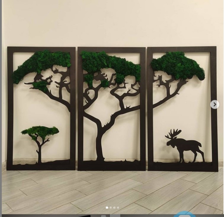 طرح هنری دیواری خزه مناسب برای استفاده در دستگاه های cnc چوب و cnc لیزر - laser cut moss wall art cdr file