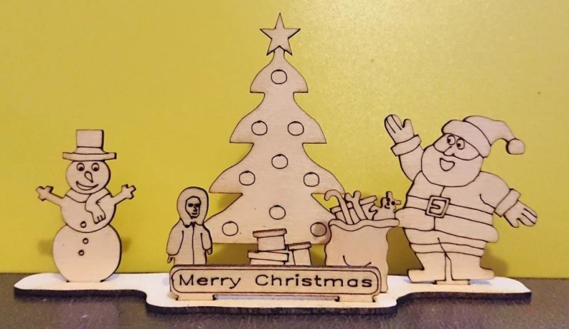 طرح صحنه تعطیلات کریسمس مناسب برای استفاده در دستگاه های cnc چوب و cnc لیزر - laser cut christmas holidays scene svg file