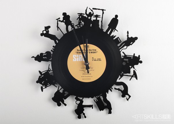 طرح ساعت وینیل مخصوص نوازندگان مناسب برای استفاده در دستگاه های cnc چوب و cnc لیزر - laser cut musicians vinyl record clock dxf file
