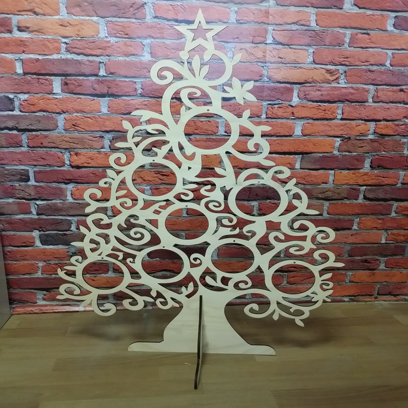 طرح میز چوبی درخت کریسمس مناسب برای استفاده در دستگاه های cnc چوب و cnc لیزر - laser cut wooden table top christmas tree cdr file