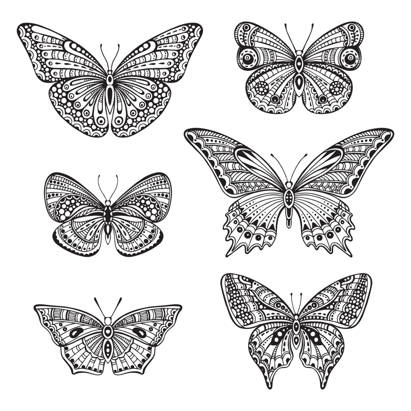 طرح پروانه doodle پرنقش‌ونگار مناسب برای استفاده در دستگاه های cnc چوب و cnc لیزر - butterfly ornate doodle eps file