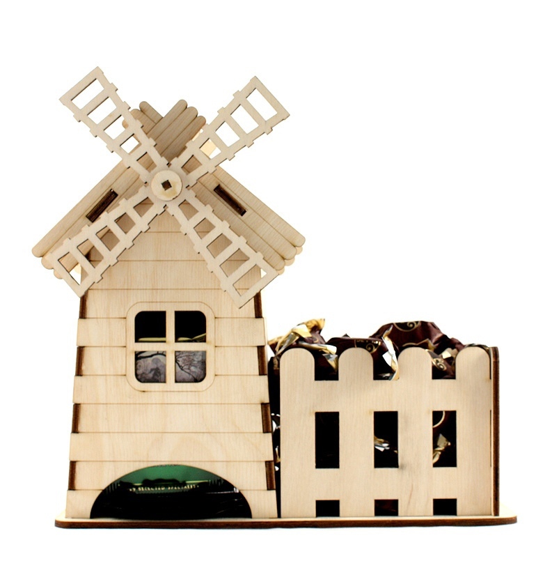 طرح آسیاب بادی برای چایخانه مناسب برای استفاده در دستگاه های cnc چوب و cnc لیزر - laser cut windmill tea house template cdr file