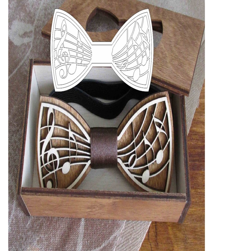 طرح پاپیون چوبی مناسب برای استفاده در دستگاه های cnc چوب و cnc لیزر - laser cut wooden bow tie template cdr file