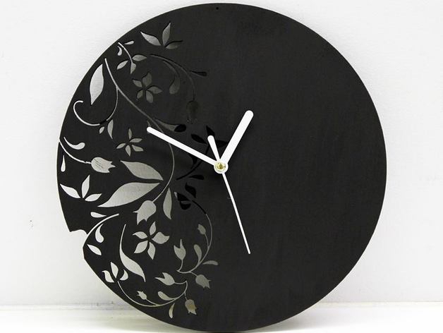 طرح ساعت گلدار مناسب برای استفاده در دستگاه های cnc چوب و cnc لیزر - laser cut floral clock ai file