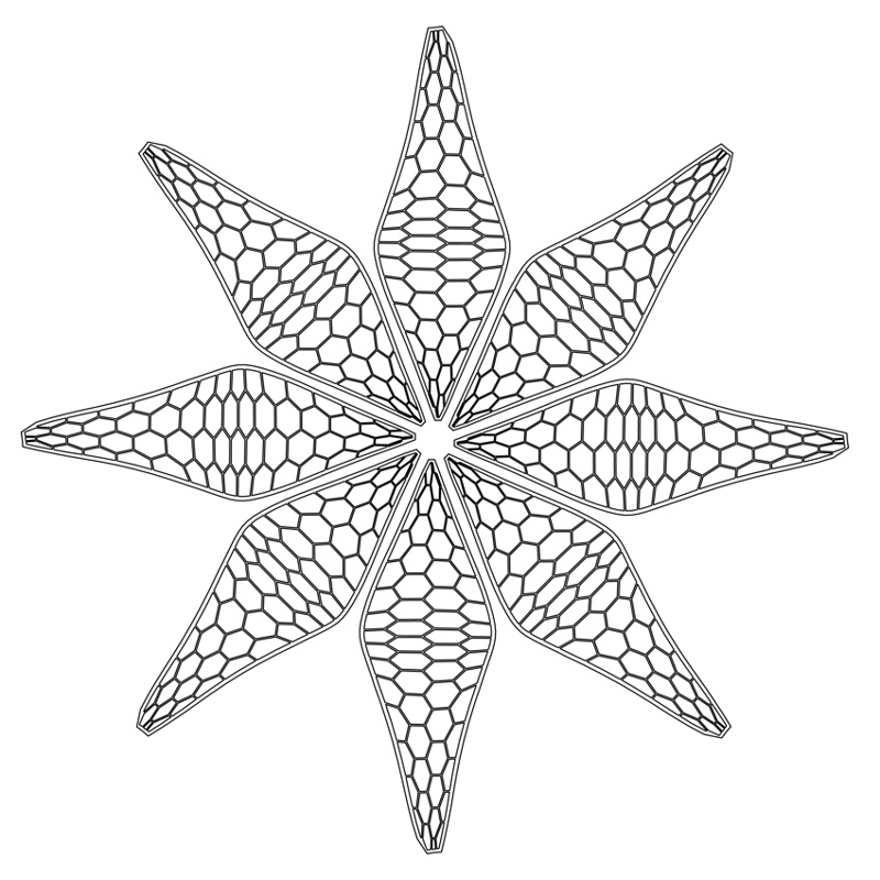 طرح گل مشبک مناسب برای استفاده در دستگاه های cnc چوب و cnc لیزر - laser cut lattice flower decor dxf file