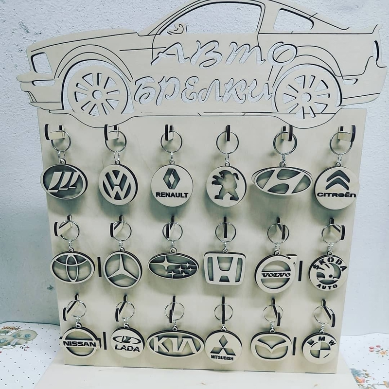 طرح لوگوی چوبی ماشین و جاکلیدی مناسب برای استفاده در دستگاه های cnc چوب و cnc لیزر - laser cut wooden car logo keychains dxf file
