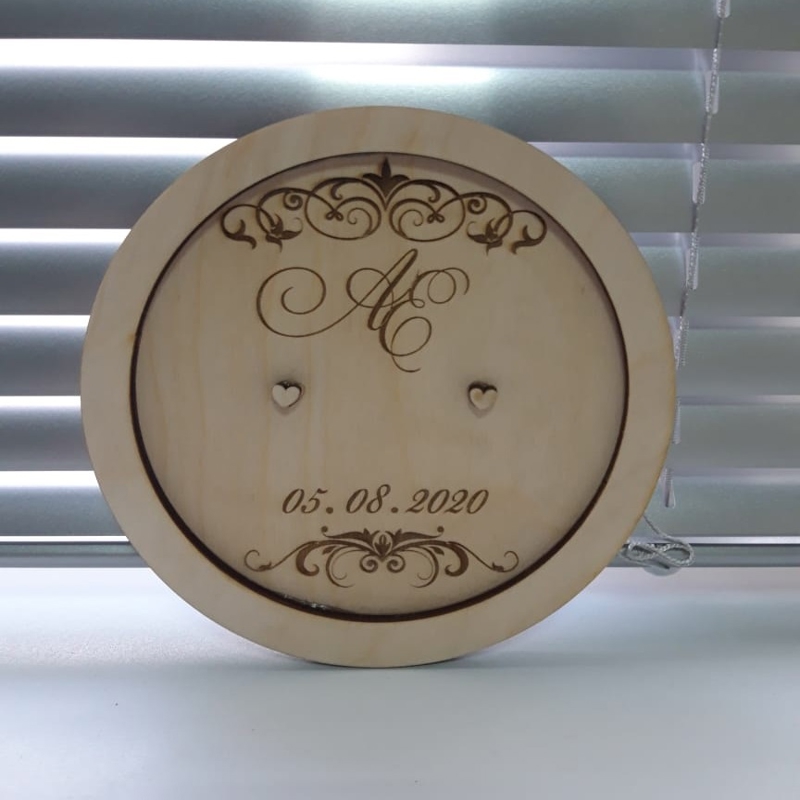 طرح جا حلقه ای شخصی مناسب برای استفاده در دستگاه های cnc چوب و cnc لیزر - laser cut personalised ring holder engagement ring platter cdr file