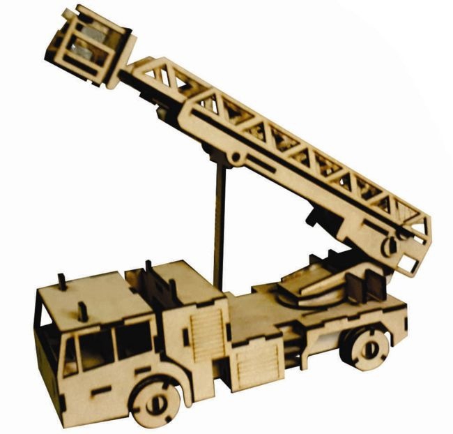 طرح پازل سه بعدی چوبی ماشین آتش نشانی مناسب برای استفاده در دستگاه های cnc چوب و cnc لیزر - laser cut fire truck wooden 3d puzzle cdr file