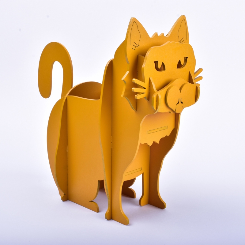 طرح جا کنترلی گربه مناسب برای استفاده در دستگاه های cnc چوب و cnc لیزر - laser cut cat remote control holder cdr file