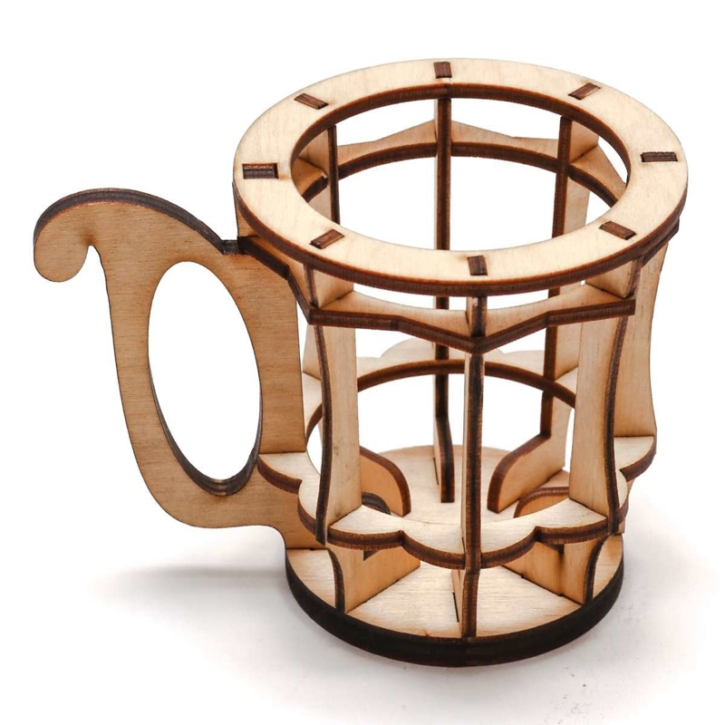 طرح جای لیوان چوبی قهوه مناسب برای استفاده در دستگاه های cnc چوب و cnc لیزر - laser cut wooden coffee cup holder dxf file