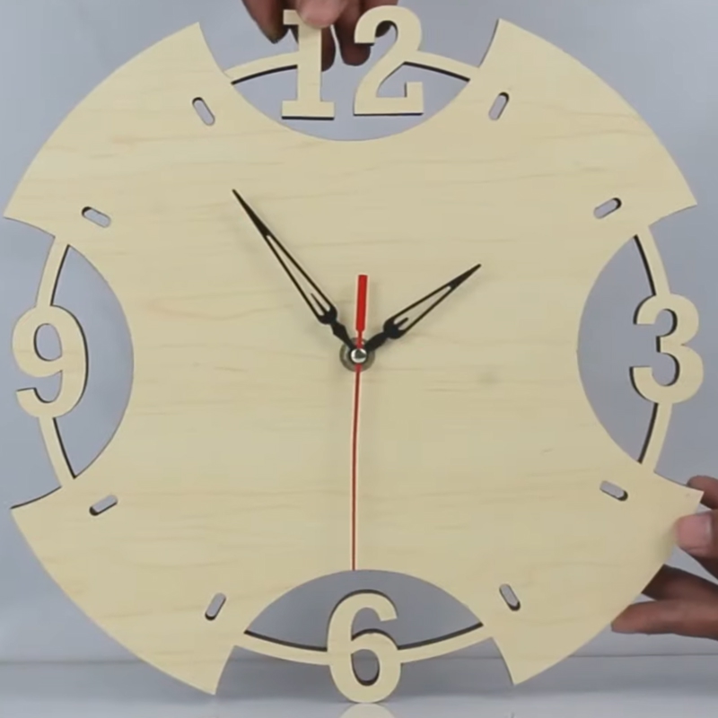 طرح ساعت دیواری چوبی زیبا مناسب برای استفاده در دستگاه های cnc چوب و cnc لیزر - laser cut elegant wooden wall clock cdr file