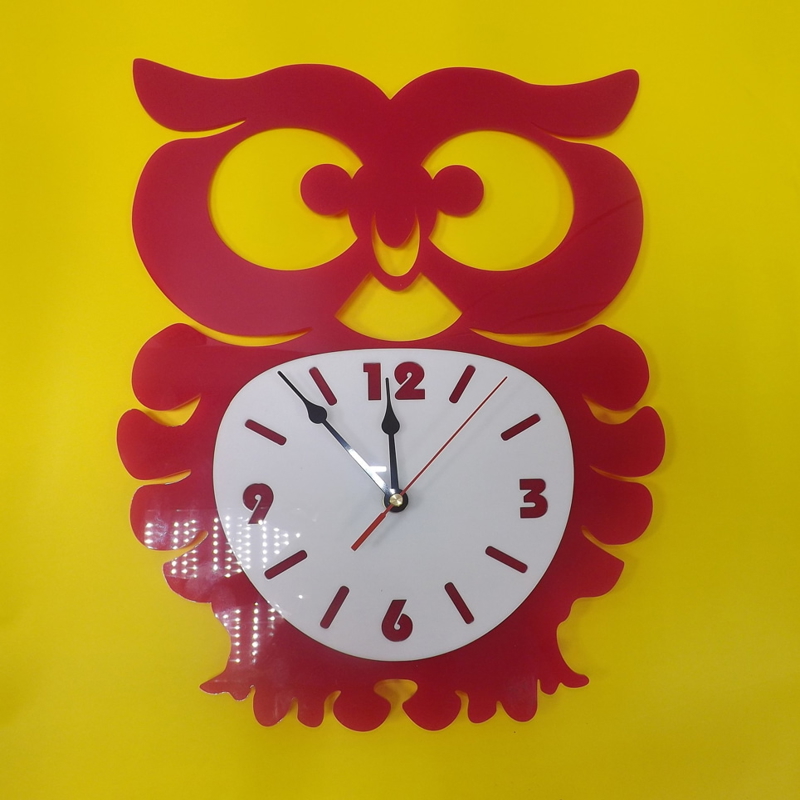 طرح ساعت دیواری اکریلیک جغد مناسب برای استفاده در دستگاه های cnc چوب و cnc لیزر - laser cut owl acrylic wall clock cdr file