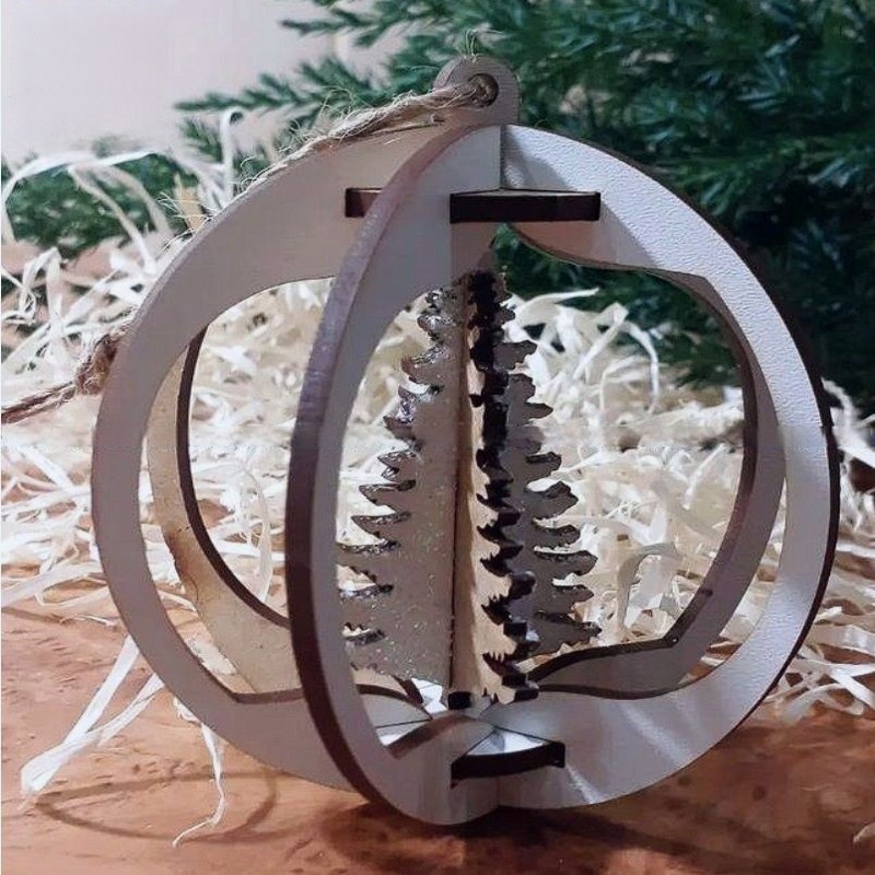 طرح سه بعدی عروسک کریسمس مناسب برای استفاده در دستگاه های cnc چوب و cnc لیزر - laser cut 3d christmas bauble cdr file