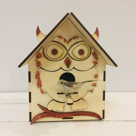 طرح دانه دان پرنده به شکل جغد مناسب برای استفاده در دستگاه های cnc چوب و cnc لیزر - laser cut owl shaped bird feeder cdr file