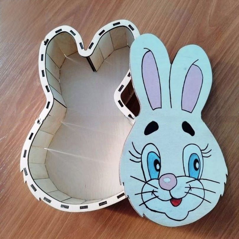 طرح جعبه کادویی چوبی خرگوش مناسب برای استفاده در دستگاه های cnc چوب و cnc لیزر - laser cut wooden bunny gift box cdr file