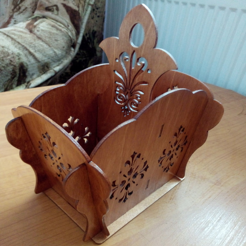 طرح جعبه کارد و چنگال چوبی مناسب برای استفاده در دستگاه های cnc چوب و cnc لیزر - laser cut wooden cutlery caddy cdr file