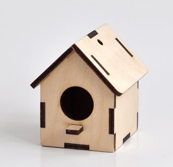 طرح خانه پرنده با ضخامت 3 میلی‌متر مناسب برای استفاده در دستگاه های cnc چوب و cnc لیزر - laser cut birdhouse 3mm cdr file