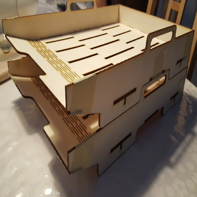 طرح سینی های قابل چیدن در سایز A4 مناسب برای استفاده در دستگاه های cnc چوب و cnc لیزر - laser cut a4 stackable trays dxf file