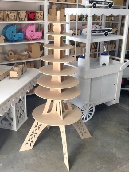 طرح پایه کیک برج ایفل مناسب برای استفاده در دستگاه های cnc چوب و cnc لیزر - laser cut eiffel tower cake stand candy bar cdr file