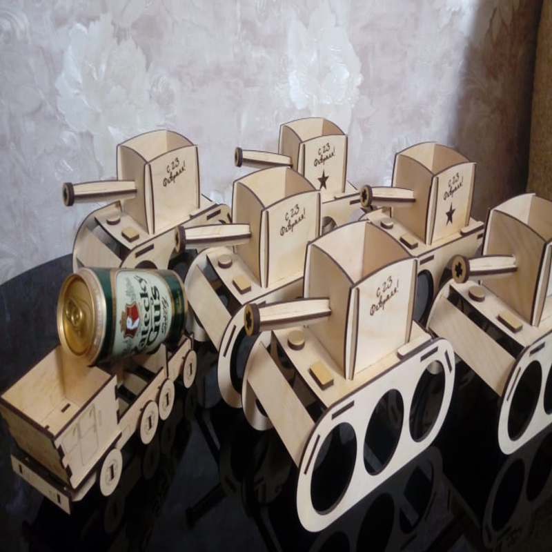 طرح مخزن نوشابه مدل قوطی مناسب برای استفاده در دستگاه های cnc چوب و cnc لیزر - laser cut tank model beer caddy cdr file