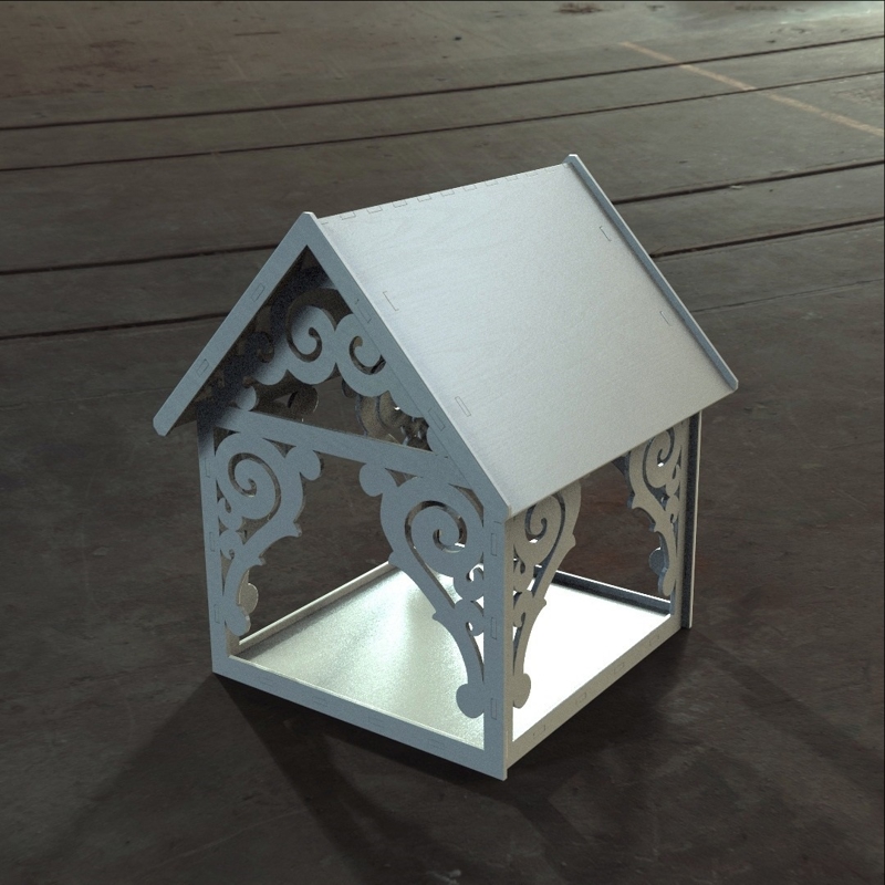 طرح دانه دان پرندگان تزئینی مناسب برای استفاده در دستگاه های cnc چوب و cnc لیزر - laser cut decorative bird feeder cdr file