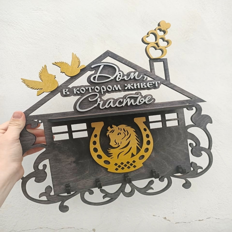 طرح جاکلیدی نعل اسبی مناسب برای استفاده در دستگاه های cnc چوب و cnc لیزر - laser cut horseshoe key holder cdr file