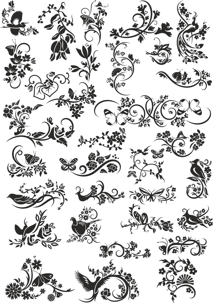 طرح مجموعه وکتور گل های تزئینی مناسب برای استفاده در دستگاه های cnc چوب و cnc لیزر - flowers decor vector collection cdr file