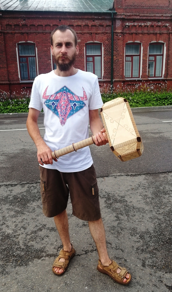 طرح چکش چوبی اسباب بازی ثور مناسب برای استفاده در دستگاه های cnc چوب و cnc لیزر - laser cut wooden thor hammer toy cdr file