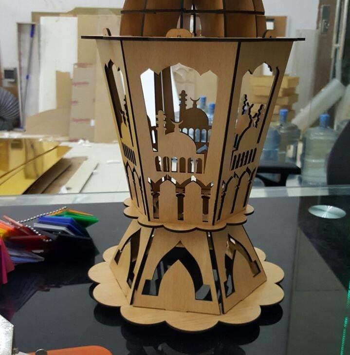 طرح فانوس چوبی ماه رمضان اسلامی مناسب برای استفاده در دستگاه های cnc چوب و cnc لیزر - laser cut wooden islamic ramadan fanoos ramadan lantern cdr file
