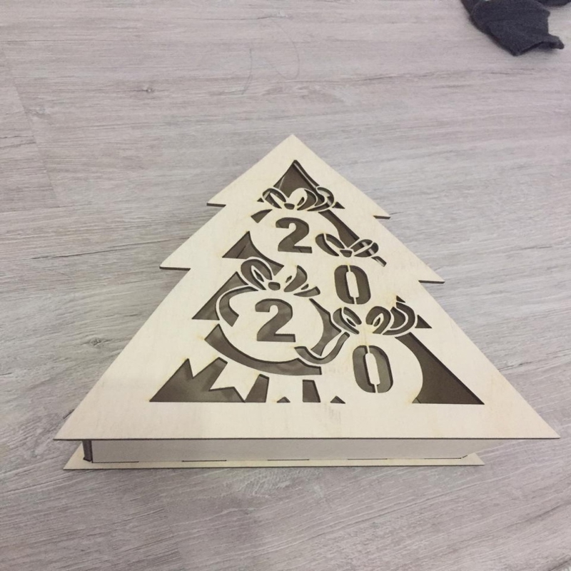 طرح جعبه به شکل درخت کریسمس سال نو مناسب برای استفاده در دستگاه های cnc چوب و cnc لیزر - laser cut new year christmas tree shape box cdr file