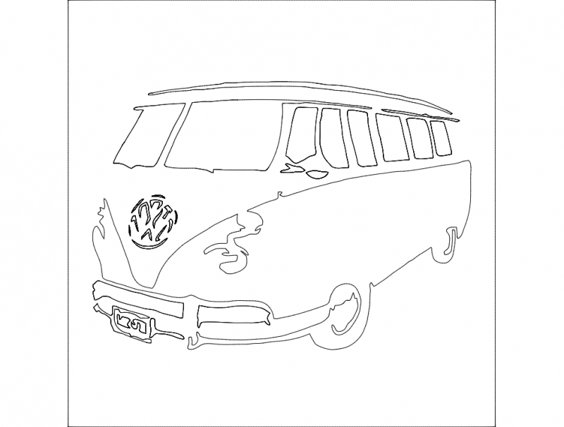 طرح فولکس واگن کمپر ون مناسب برای استفاده در دستگاه های cnc چوب و cnc لیزر - vw camper van dxf file