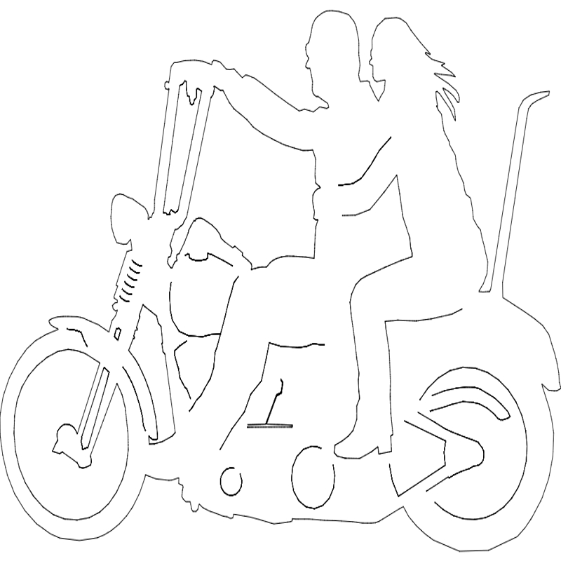 طرح دو موتورسوار مناسب برای استفاده در دستگاه های cnc چوب و cnc لیزر - two up motorcycle riders dxf file