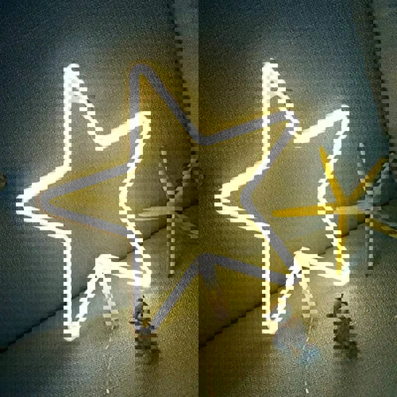 طرح چراغ نئون ستاره ، دکور دیواری چراغ شب نئون LED ستاره ای مناسب برای استفاده در دستگاه های cnc چوب و cnc لیزر - laser cut star neon light star led neon night light wall decor