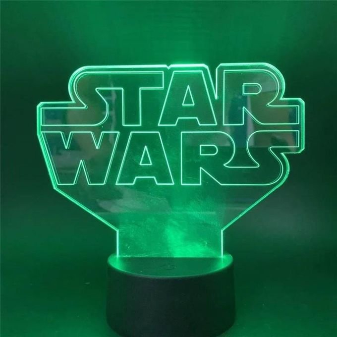 طرح چراغ خواب LED طرح جنگ ستارگان با مناسب برای استفاده در دستگاه های cnc چوب و cnc لیزر - laser cut star wars logo led night light lamp