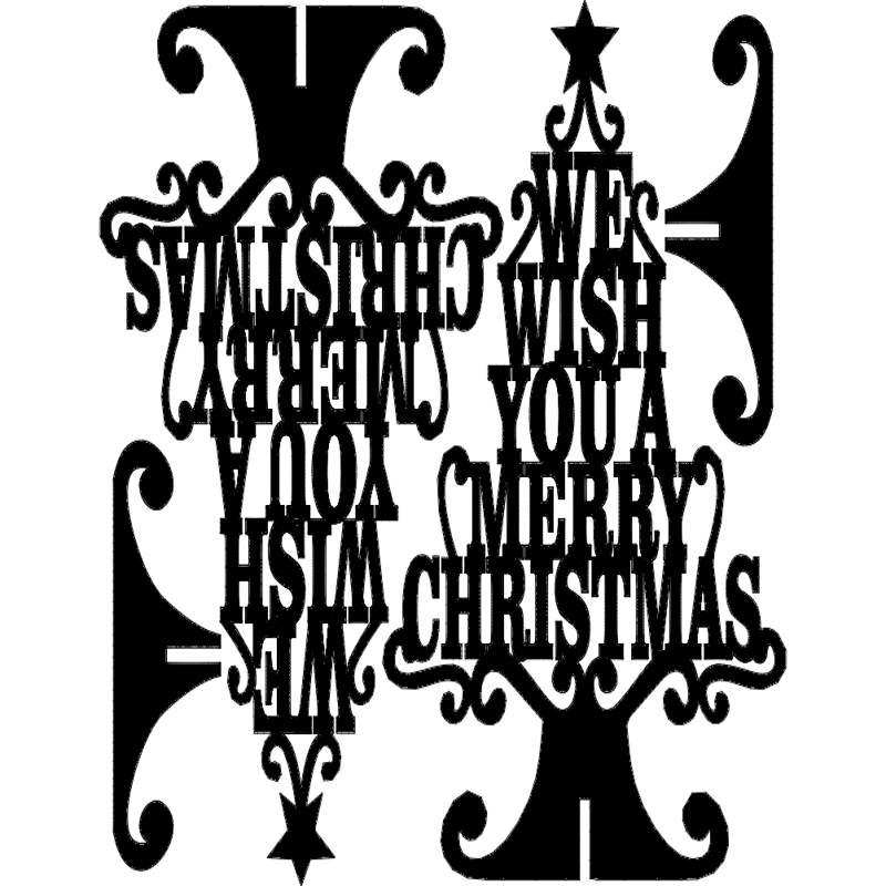 طرح تبریک کریسمس ایستاده مناسب برای استفاده در دستگاه های cnc چوب و cnc لیزر - stand merry christmas wish dxf file
