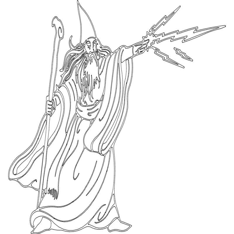 طرح شبح جادوگر مناسب برای استفاده در دستگاه های cnc چوب و cnc لیزر - wizard silhouette dxf file